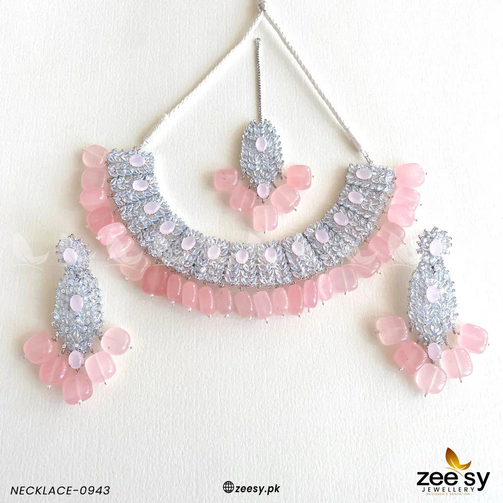 NECKLACE-0943 Mint Pink - Zeesy Jewellery