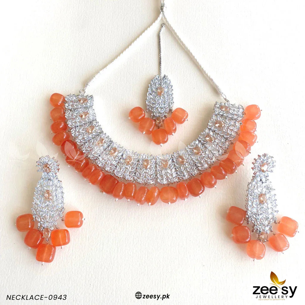 NECKLACE-0943 Orange - Zeesy Jewellery
