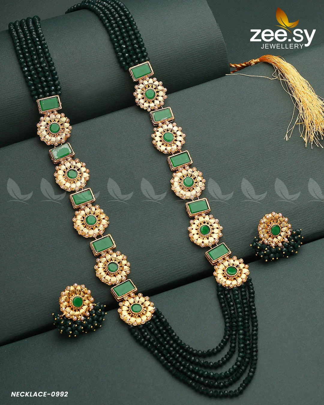 MALLA NECKLACE-0944 Green - Zeesy Jewellery
