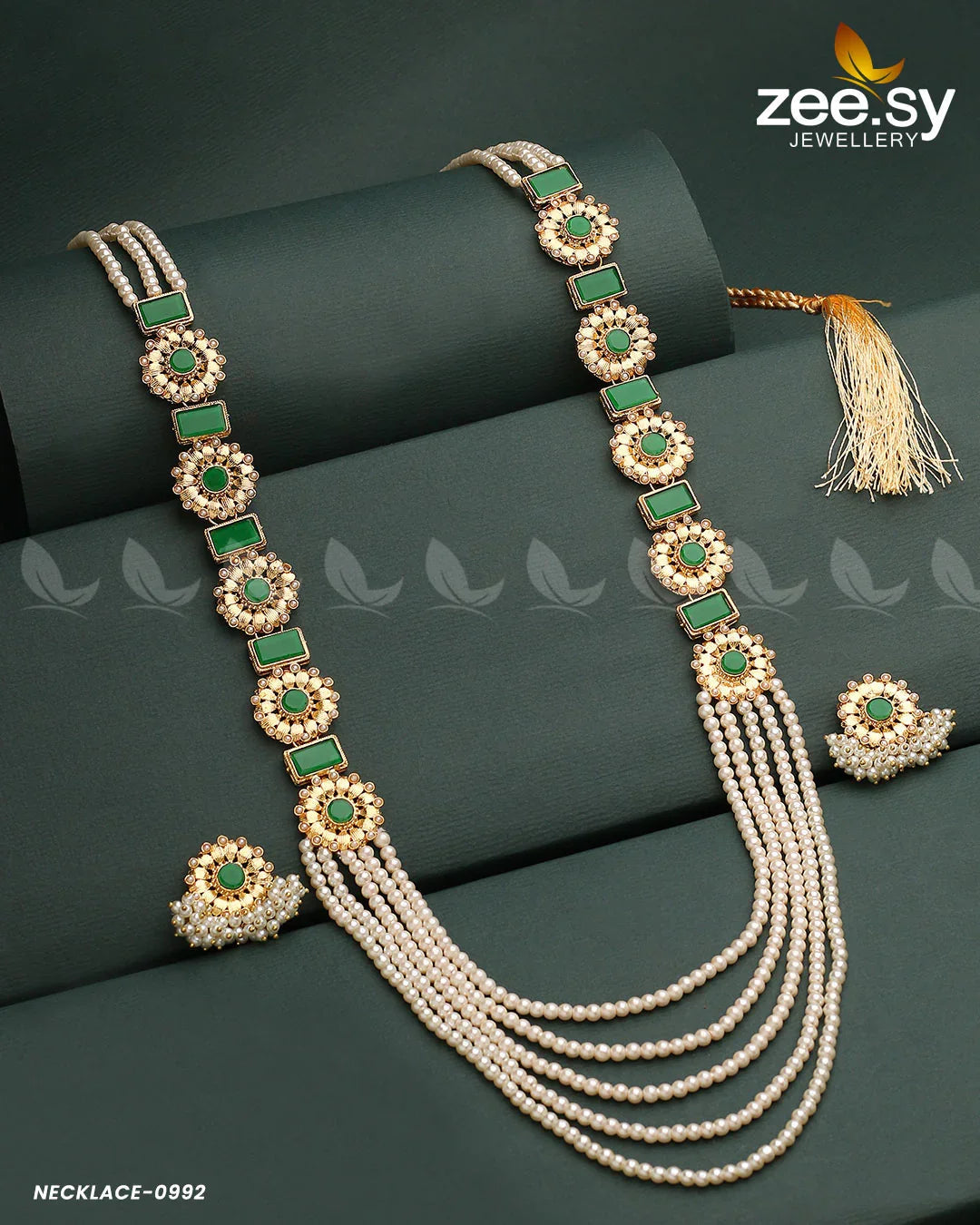 MALLA NECKLACE-0944 Pearl Green - Zeesy Jewellery
