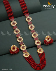 MALLA NECKLACE-0944 Red - Zeesy Jewellery