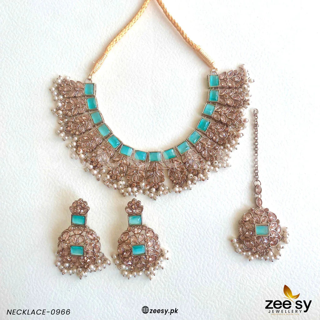 NECKLACE-0966 Mint Green - Zeesy Jewellery