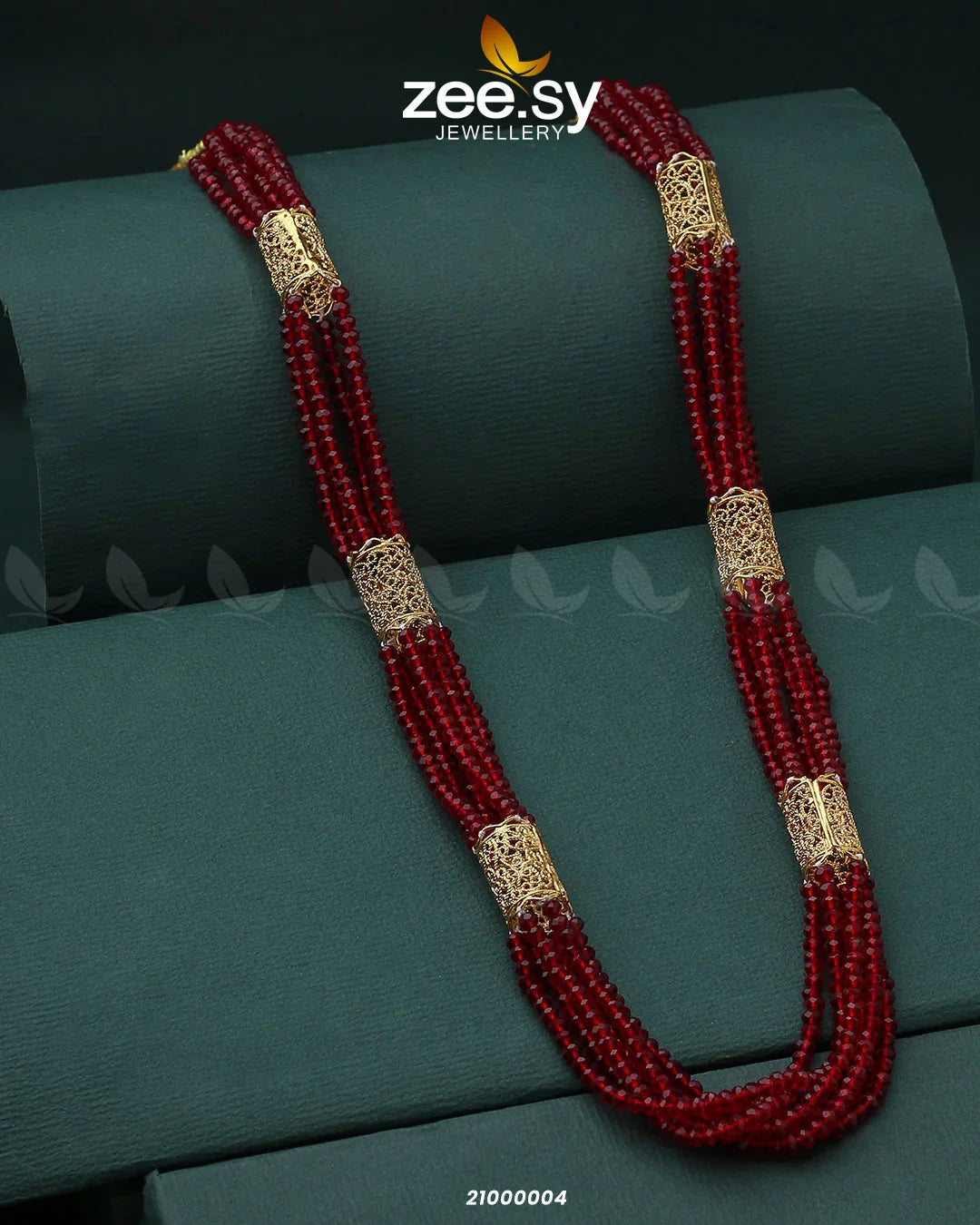 MALLA NECKLACE-0967 Red - Zeesy Jewellery