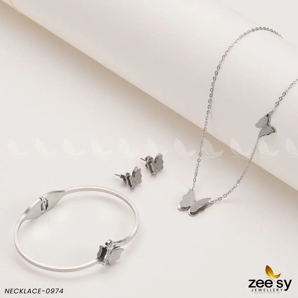NECKLACE-0974 Silver - Zeesy Jewellery