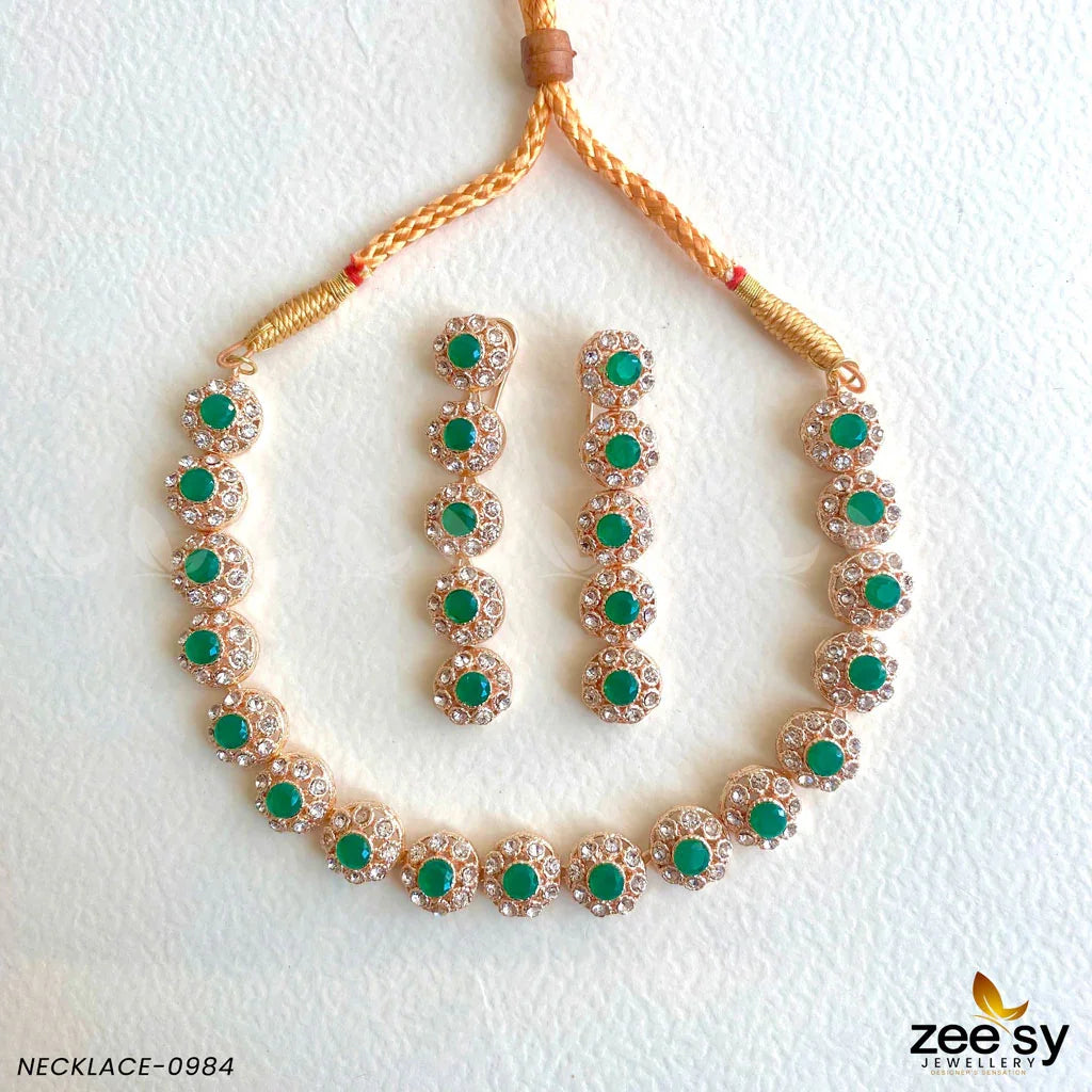 NECKLACE-0985 Green - Zeesy Jewellery