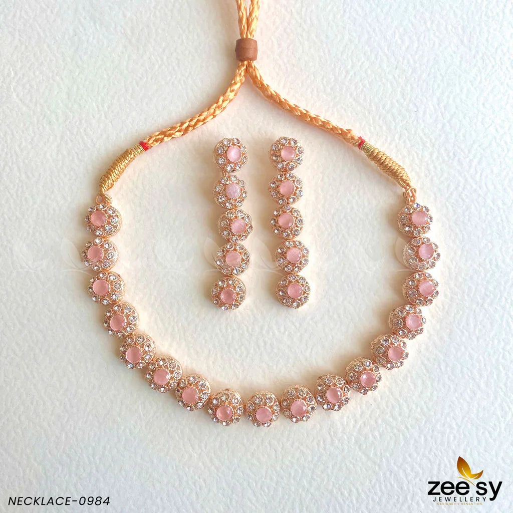 NECKLACE-0985 Mint Pink - Zeesy Jewellery