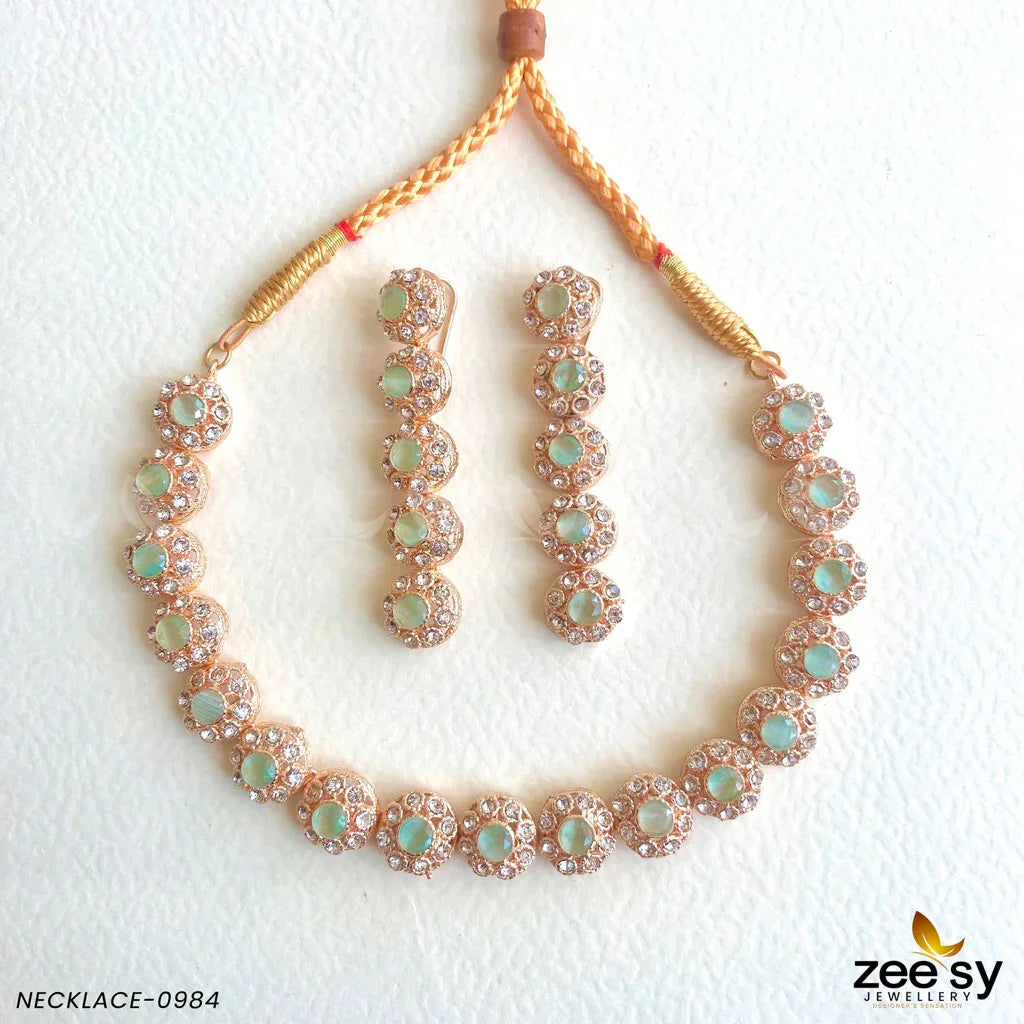 NECKLACE-0985 Mint Green - Zeesy Jewellery
