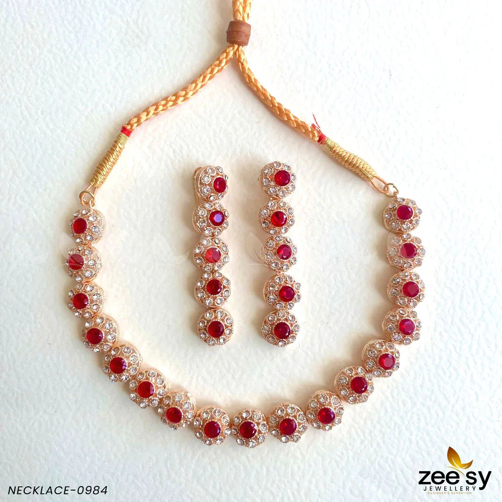 NECKLACE-0985 Red - Zeesy Jewellery