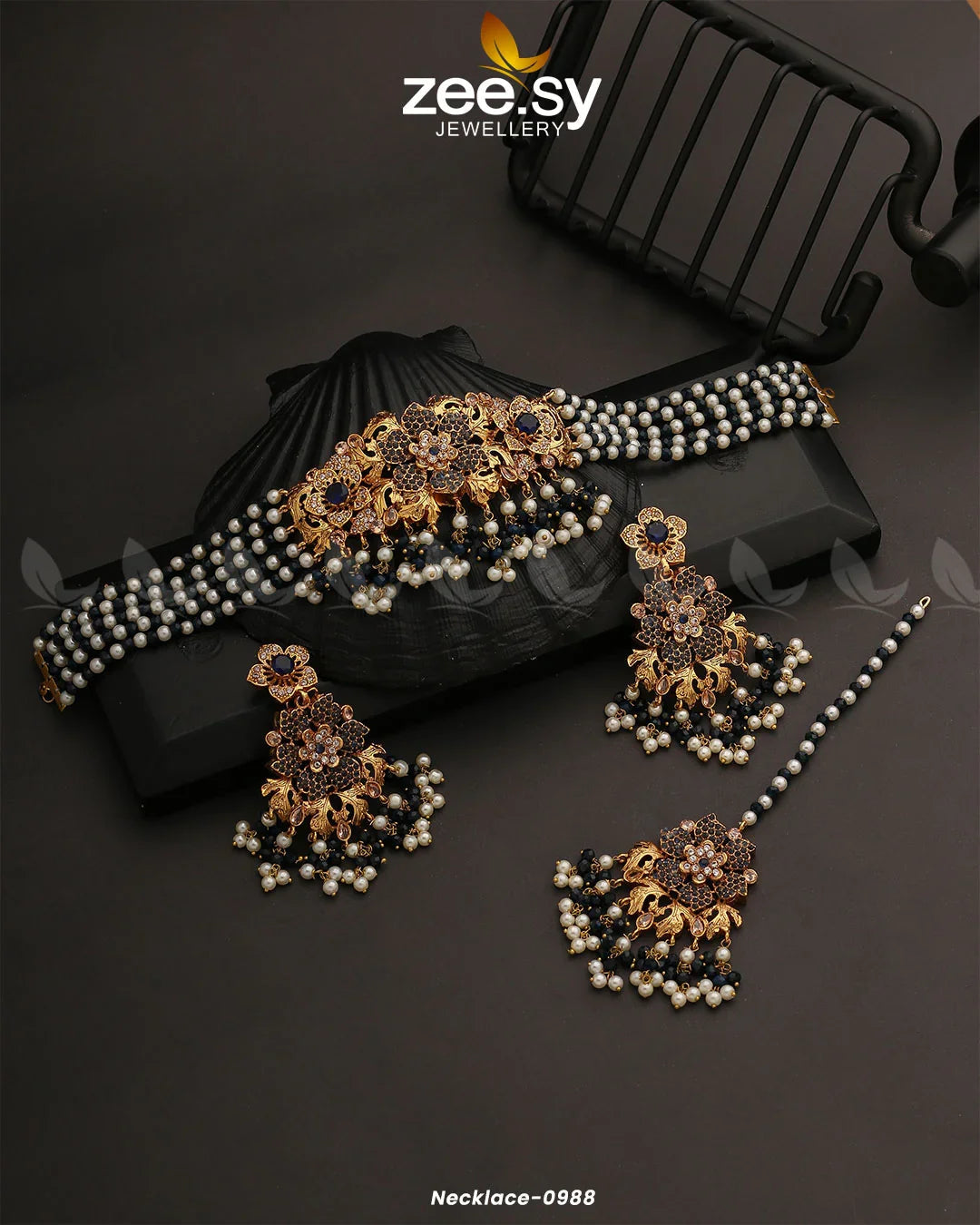 NECKLACE-0988 Blue - Zeesy Jewellery