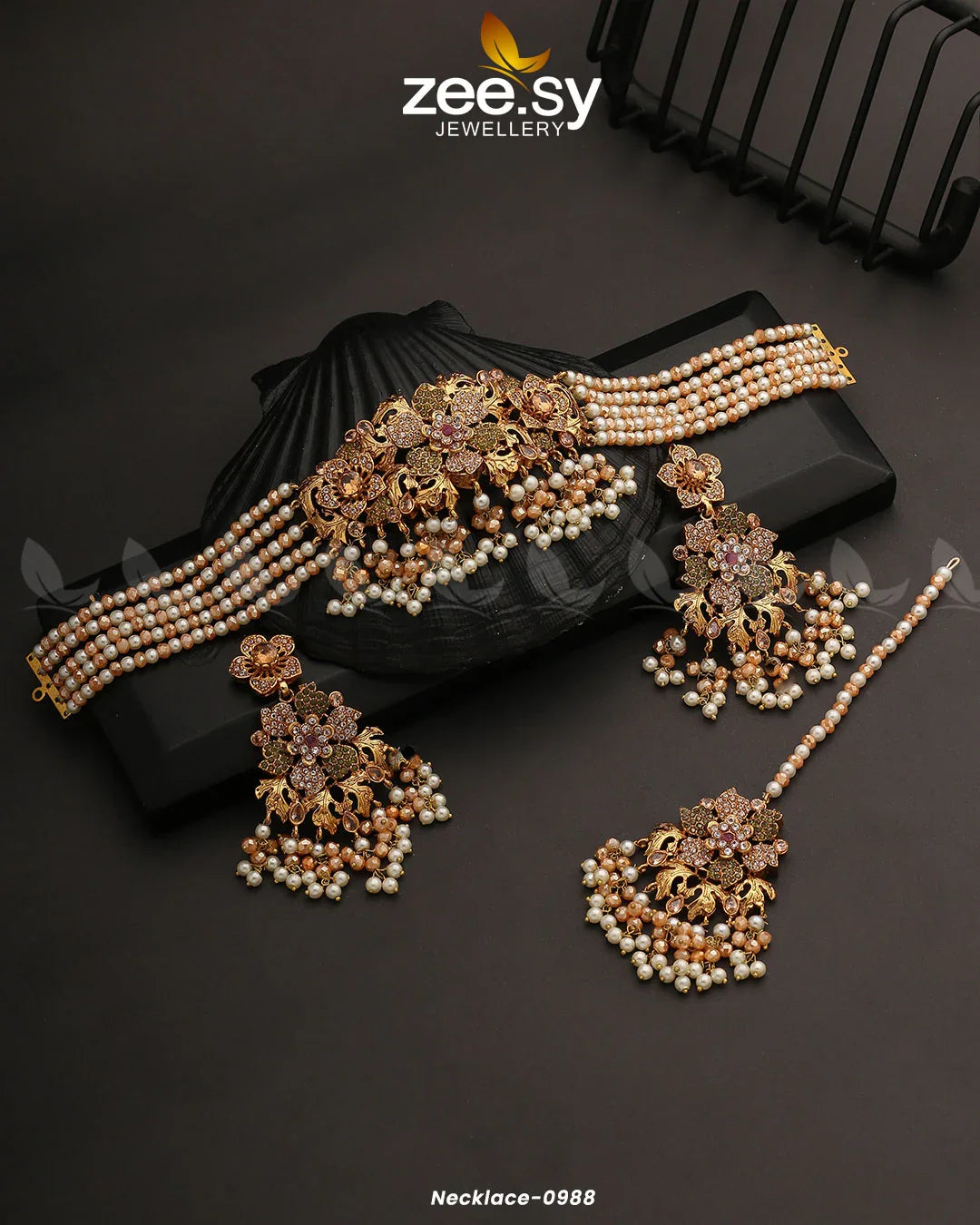 NECKLACE-0988 Champagne - Zeesy Jewellery