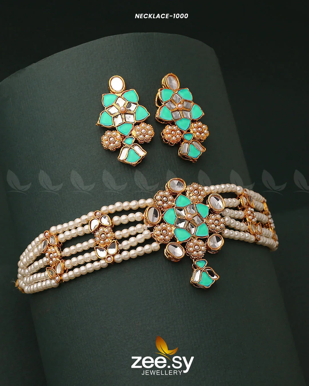 NECKLACE-1000 Mint Green - Zeesy Jewellery