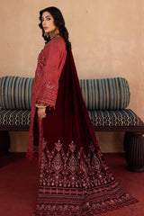 Nureh Unstitched 3 Piece Exclusive Emb Leather Peach Suit-NEP-17