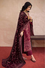Nureh Unstitched 3 Piece Exclusive Emb Leather Peach Suit-NEP-20