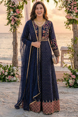 Noorma Kaamal Stitched 3 Piece Emb Raw Silk Suit-NK-RSE-02