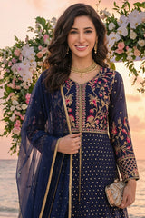 Noorma Kaamal Stitched 3 Piece Emb Raw Silk Suit-NK-RSE-02
