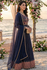 Noorma Kaamal Stitched 3 Piece Emb Raw Silk Suit-NK-RSE-02