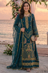 Noorma Kaamal Stitched 3 Piece Emb Raw Silk Suit-NK-RSE-04