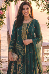 Noorma Kaamal Stitched 3 Piece Emb Raw Silk Suit-NK-RSE-04