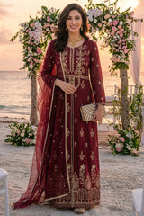 Noorma Kaamal Stitched 3 Piece Emb Raw Silk Suit-NK-RSE-05