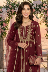 Noorma Kaamal Stitched 3 Piece Emb Raw Silk Suit-NK-RSE-05
