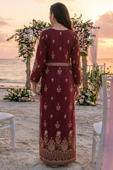 Noorma Kaamal Stitched 3 Piece Emb Raw Silk Suit-NK-RSE-05