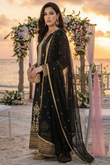 Noorma Kaamal Stitched 3 Piece Emb Raw Silk Suit-NK-RSE-06