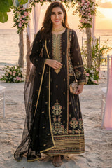 Noorma Kaamal Stitched 3 Piece Emb Raw Silk Suit-NK-RSE-06