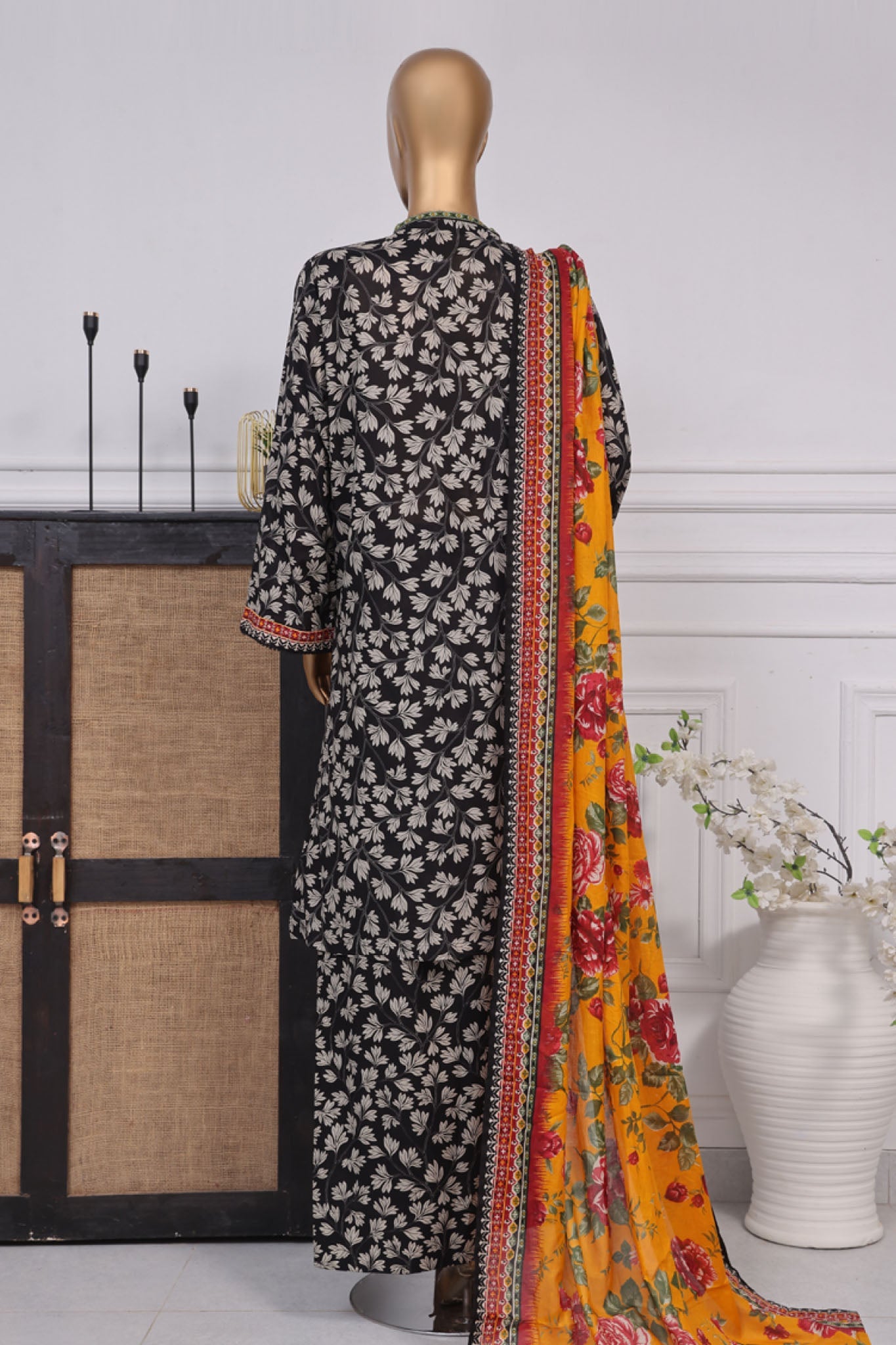 Bin Saeed Exclusive Printed Lawn With Farshi Shalwar Vol-03 Collection'2025-NSM-2144-Black
