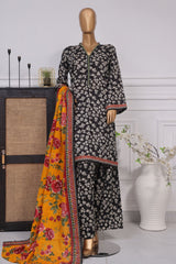 Bin Saeed Exclusive Printed Lawn With Farshi Shalwar Vol-03 Collection'2025-NSM-2144-Black