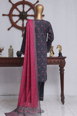 Bin Saeed Exclusive Printed Lawn With Farshi Shalwar Vol-04 Suit-NSM-2152-N.Blue