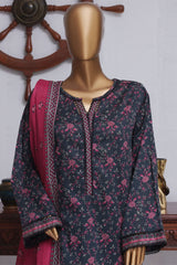 Bin Saeed Exclusive Printed Lawn With Farshi Shalwar Vol-04 Suit-NSM-2152-N.Blue