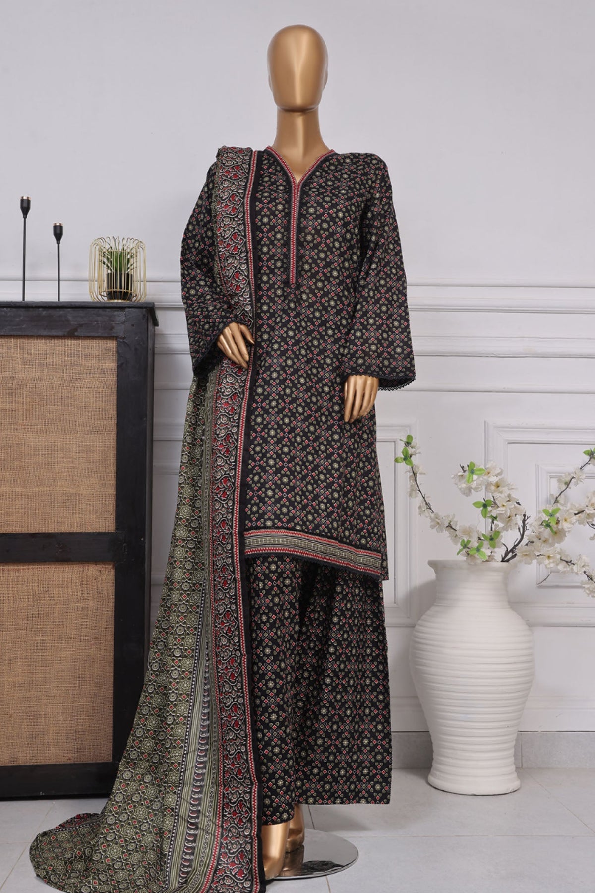 Bin Saeed Exclusive Printed Lawn With Farshi Shalwar Vol-03 Collection'2025-NSM-2146-Black
