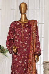 Bin Saeed Stitched 3 Piece Exclusive Printed Lawn Vol-04 Suit-NSM-1901-Magenta