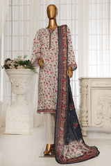 Bin Saeed Stitched 3 Piece Exclusive Printed Lawn Vol-04 Suit-NSM-1902-White