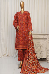 Bin Saeed Stitched 3 Piece Exclusive Printed Lawn Vol-04 Suit-NSM-1903-Brown
