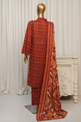 Bin Saeed Stitched 3 Piece Exclusive Printed Lawn Vol-04 Suit-NSM-1903-Brown