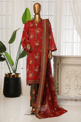 Bin Saeed Stitched 3 Piece Exclusive Printed Lawn Vol-04 Suit-NSM-1905-Red