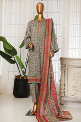 Bin Saeed Stitched 3 Piece Exclusive Printed Lawn Vol-04 Suit-NSM-1907-Ferozi