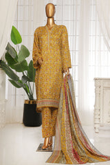 Bin Saeed Stitched 3 Piece Exclusive Printed Lawn Vol-04 Suit-NSM-1908-Yellow