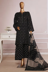 Bin Saeed Stitched 3 Piece Exc Printed Lawn With Farshi Shalwar Suit-NSM-2056-Black
