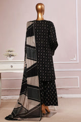 Bin Saeed Stitched 3 Piece Exc Printed Lawn With Farshi Shalwar Suit-NSM-2056-Black