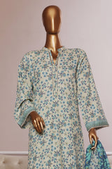 Bin Saeed Stitched 3 Piece Exc Printed Lawn With Farshi Shalwar Suit-NSM-2057-Sky Blue
