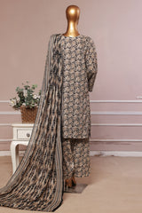 Bin Saeed Stitched 3 Piece Exc Printed Lawn With Farshi Shalwar Suit-NSM-2059-Beige