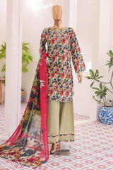 Bin Saeed Stitched 3 Piece Exc Printed Lawn With Farshi Shalwar Vol-02 Suit-NSM-2093-Multi