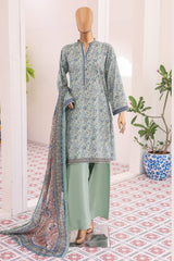 Bin Saeed Stitched 3 Piece Exc Printed Lawn With Farshi Shalwar Vol-02 Suit-NSM-2094-Sky Blue
