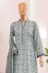 Bin Saeed Stitched 3 Piece Exc Printed Lawn With Farshi Shalwar Vol-02 Suit-NSM-2094-Sky Blue