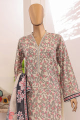 Bin Saeed Stitched 3 Piece Exc Printed Lawn With Farshi Shalwar Vol-02 Suit-NSM-2096-Off White