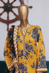 Bin Saeed Exclusive Printed Lawn With Farshi Shalwar Vol-04 Suit-NSM-2119-Yellow