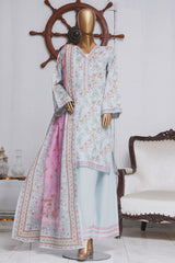 Bin Saeed Exclusive Printed Lawn With Farshi Shalwar Vol-04 Suit-NSM-2120-Ferozi