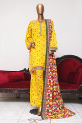Bin Saeed Exclusive Printed Lawn With Farshi Shalwar Vol-04 Suit-NSM-2121-Yellow